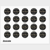 Sticker Rond Bat mitzvah moderne Black Gold Parties scintillant (Feuille)