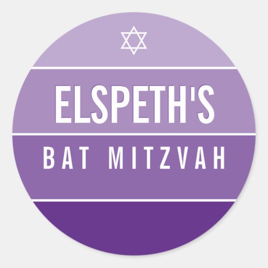 Sticker Rond BAT MITZVAH moderne bold ombre bloc violet violet (Devant)