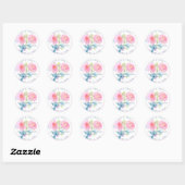 Sticker Rond Bat mitzvah PixDezines, aquarelle florale (Feuille)