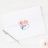 Sticker Rond Bat mitzvah PixDezines, aquarelle florale (Enveloppe)