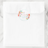 Sticker Rond Bat mitzvah PixDezines, Aquarelle Florale, Orange (Sac)