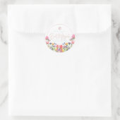 Sticker Rond Bat mitzvah PixDezines, Fleur sauvage aquarelle (Sac)