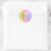 Sticker Rond Bat mitzvah Rainbow Stripe Star de David (Sac)