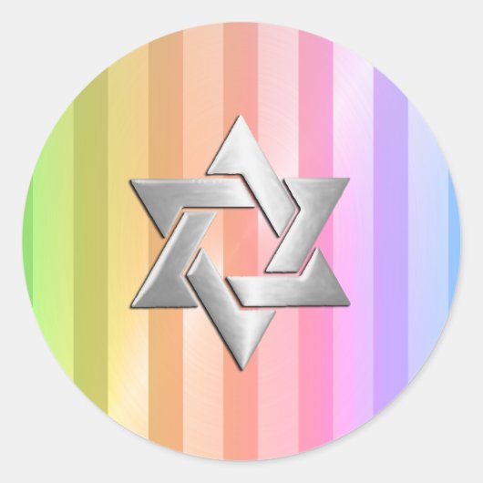 Sticker Rond Bat mitzvah Rainbow Stripe Star de David (Devant)