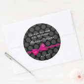 Sticker Rond Bat mitzvah rose et noir Polka Dot Bow Favoriser (Enveloppe)