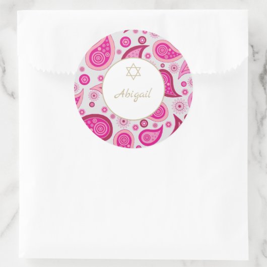 Sticker Rond Bat mitzvah rose or Motif moderne (Sac)