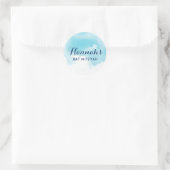 Sticker Rond BAT MITZVAH SEAL étoile moderne aqua bleu aquarell (Sac)