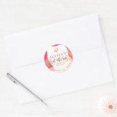Sticker Rond Bat mitzvah Tallit PixDezines Pink+Orange Watercol (Enveloppe)