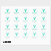 Sticker Rond Bat mitzvah turquoise d'aquarelle verte Arbre de v (Feuille)