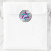 Sticker Rond Bat mitzvah violet étoile Turquoise David Silver (Sac)