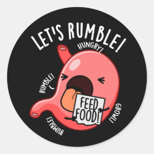 Sticker Rond Bataille Drôle Pun Ventre Fond Sombre