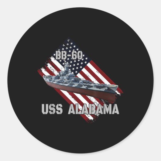 Sticker Rond Bataillon Uss Alabama Bb-60 & Combat Warship (Devant)