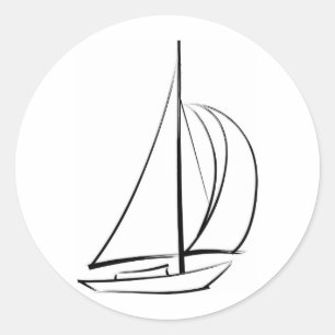 Sticker Rond Bateau à balai noir