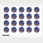 Sticker Rond Bateau à fusée (Feuille)
