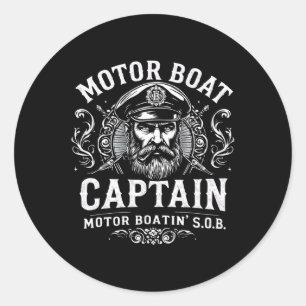 Sticker Rond Bateau À Moteur Capitaine Funny Humour De Bateau P