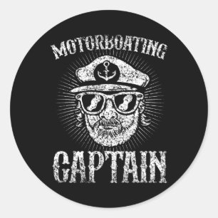 Sticker Rond Bateau à moteur Capitaine Motorboats Motorboat Mot