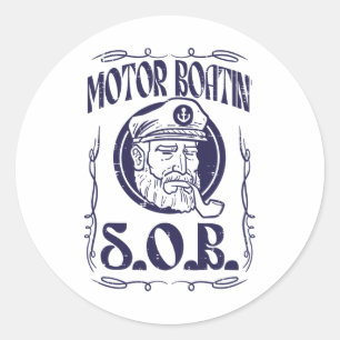 Sticker Rond Bateau à moteur qui sanglote Humour de bateau à mo