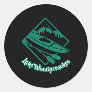 Sticker Rond Bateau à pagaie sur le lac Winnipesaukee en kayak