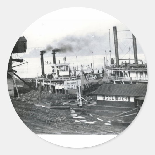Sticker Rond bateau à vapeur (Devant)
