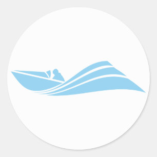 Sticker Rond Bateau à vitesse bleue bébé