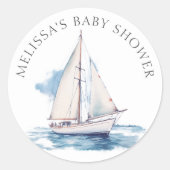Sticker Rond Bateau à voile Baby shower Faveur (Devant)