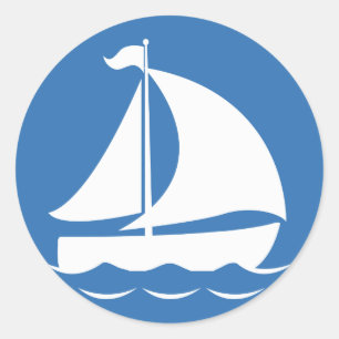 Sticker Rond Bateau à voile dans un cercle bleu