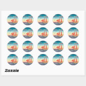 Sticker Rond Bateau à voile sur la mer 2 (Feuille)