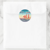 Sticker Rond Bateau à voile sur la mer 2 (Sac)