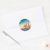 Sticker Rond Bateau à voile sur la mer 2 (Enveloppe)