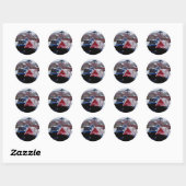 Sticker Rond Bateau bleu et rouge (Feuille)