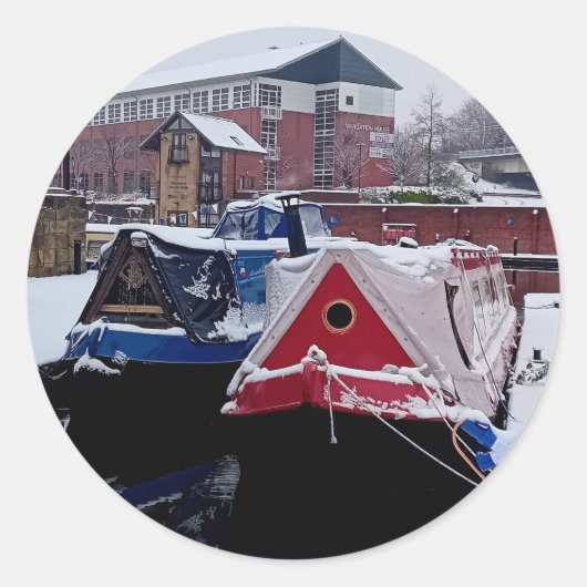 Sticker Rond Bateau bleu et rouge (Devant)