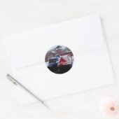 Sticker Rond Bateau bleu et rouge (Enveloppe)
