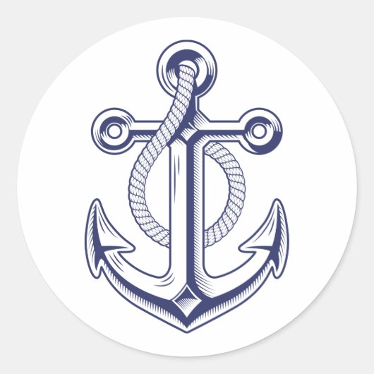 Sticker Rond Bateau bleu marine Mariage d'Ancre océanique (Devant)