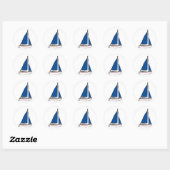 Sticker Rond Bateau Brosse à voile bleu (Feuille)