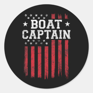 Sticker Rond Bateau Capitaine American Flag USA Patriot Patriot