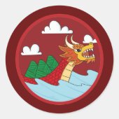 Sticker Rond Bateau chinois Red Dragon (Devant)