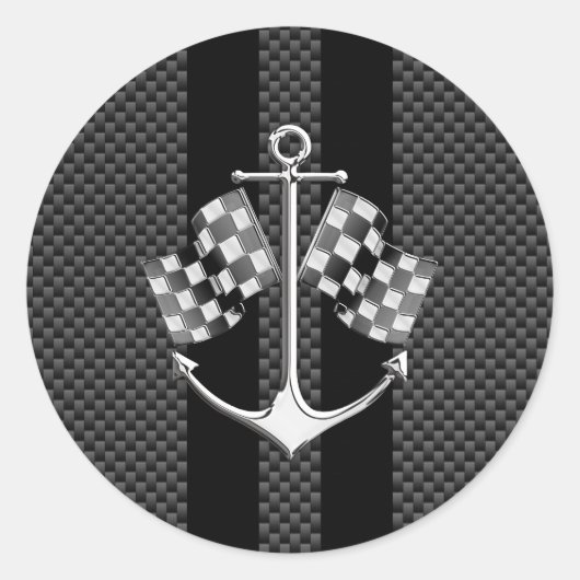Sticker Rond Bateau de course nautique en fibre de carbone déco (Devant)