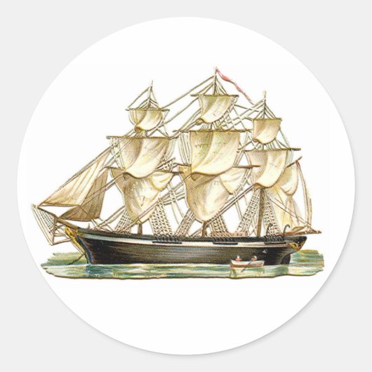 Sticker Rond Bateau de grande taille classique (Devant)