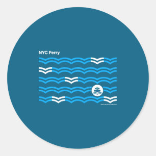 Sticker Rond Bateau de New York City Nyc Ferry Vagues Swea _1