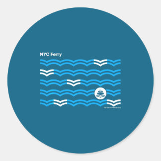 Sticker Rond Bateau de New York City Nyc Ferry Vagues Swea _1