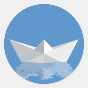Sticker Rond BATEAU DE PAPIER grec