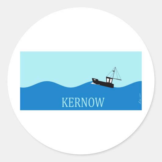Sticker Rond Bateau de pêche Kernow (Devant)