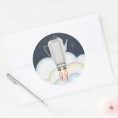 Sticker Rond Bateau de roquette de percolateur de pot de café r (Enveloppe)