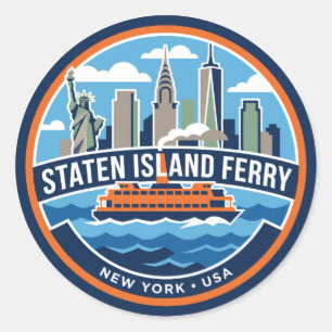 Sticker Rond Bateau de Staten Island USA