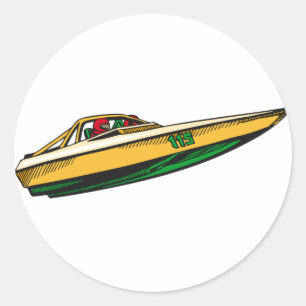 Sticker Rond Bateau de vitesse