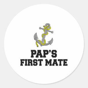 Sticker Rond Bateau du petit-fils de Pap's First Mate de la pet