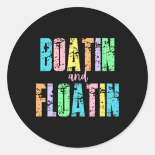 Sticker Rond Bateau Et Flottage Vie Lac Rivière Vacances D'été