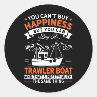 Sticker Rond Bateau - L'argent ne fait pas le bonheur mais achè