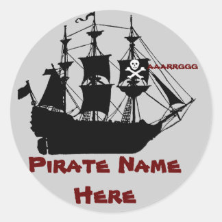 Sticker Rond Bateau Pirate à thème Anniversaire fête en faveur