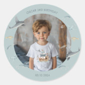 Sticker Rond Bateau pirate avec Animaux Fête des enfants (Devant)